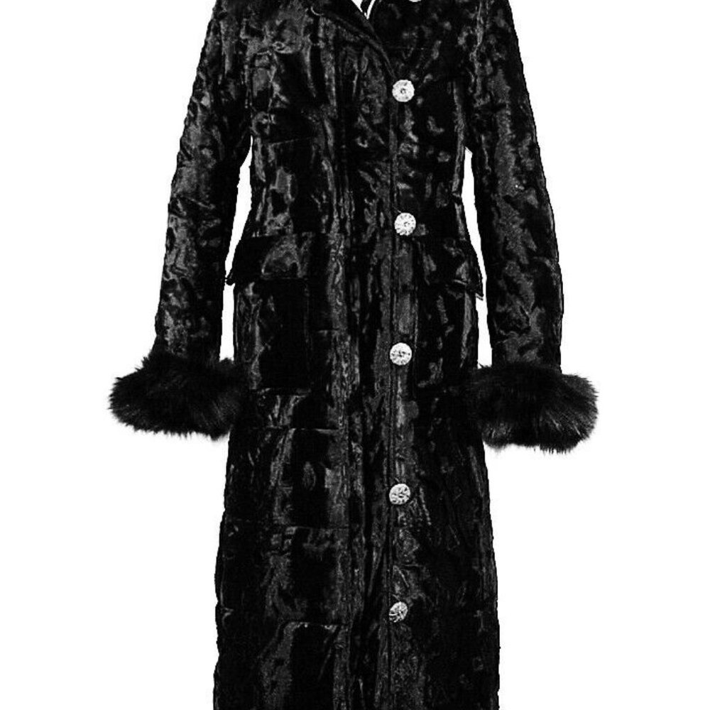 MARIELLA BURANI COAT BLACK COTTON & VISCOSE FOX US SIZE 12 NEW MADE IN ITALY 117